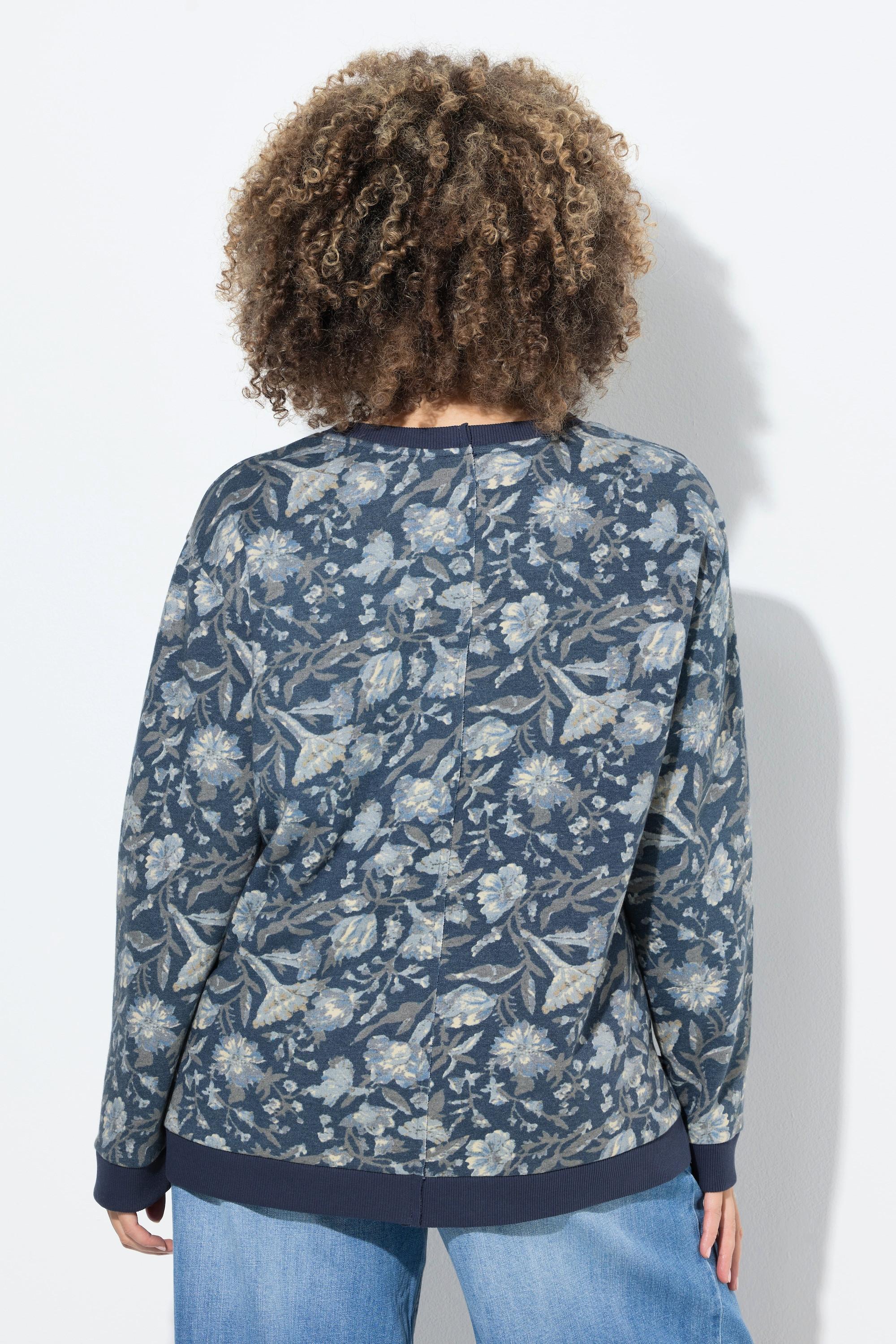 Ulla Popken Sweat-shirt Message Perles Col Rond Manches Longues  