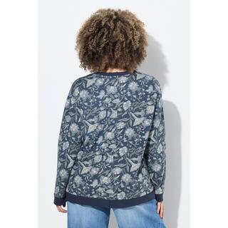 Ulla Popken Sweat-shirt Message Perles Col Rond Manches Longues  