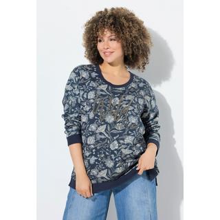 Ulla Popken Sweat-shirt Message Perles Col Rond Manches Longues  
