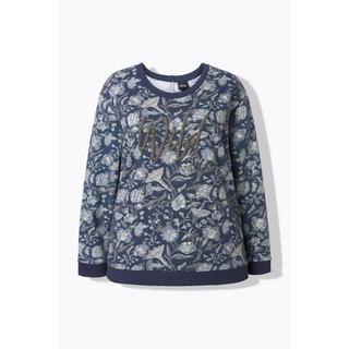 Ulla Popken Sweat-shirt Message Perles Col Rond Manches Longues  