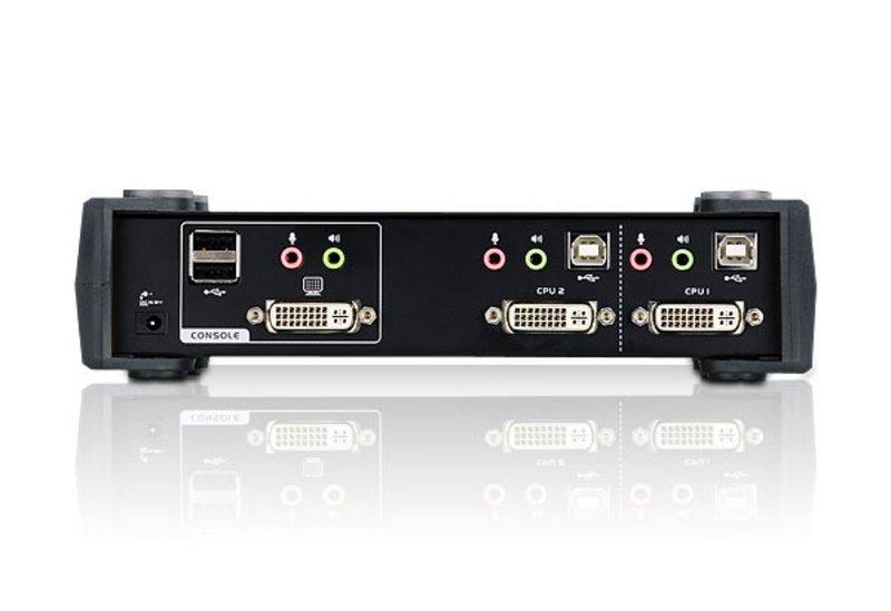 ATEN  2-Port KVM Switch für USB DVI, Audio und integriertem USB 2 Hub 