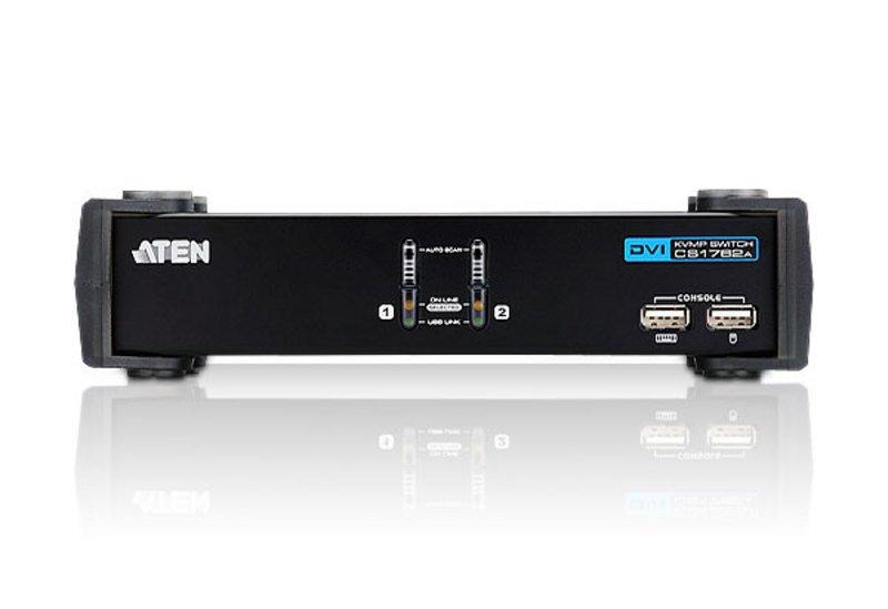 ATEN  2-Port KVM Switch für USB DVI, Audio und integriertem USB 2 Hub 