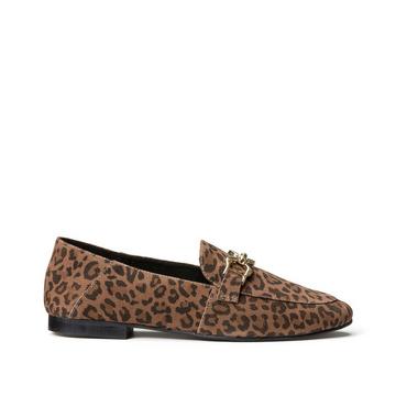 Mocassins loafers en cuir imprimé léopard