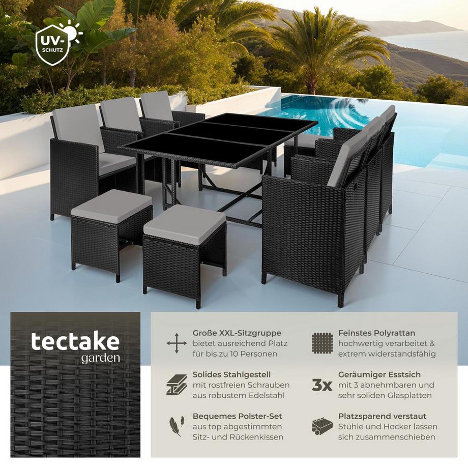 Tectake Salottino in rattan  Malaga da 6 a 10 persone  