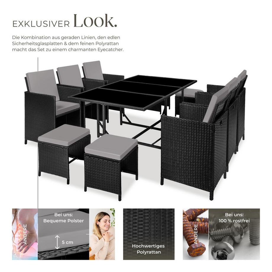 Tectake Salottino in rattan  Malaga da 6 a 10 persone  