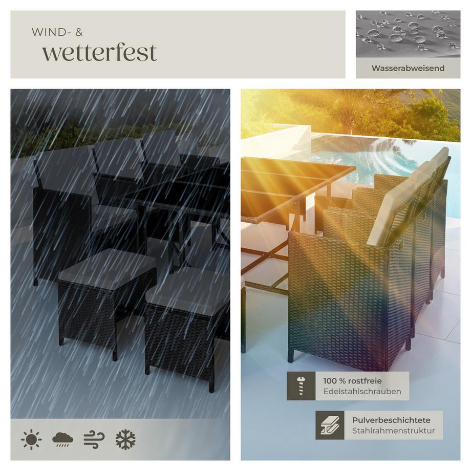 Tectake Rattan Sitzgruppe Malaga für 6 bis 10 Personen widerstandsfähig  