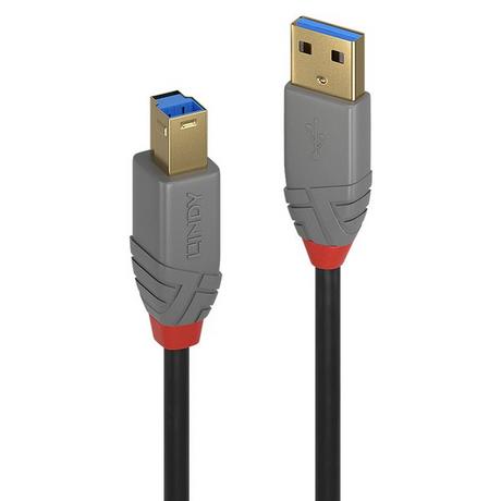 LINDY  36743 USB Kabel 3 m USB 3.2 Gen 1 (3.1 Gen 1) USB A USB B Schwarz, Grau 