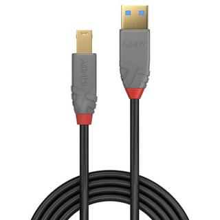 LINDY  36743 USB Kabel 3 m USB 3.2 Gen 1 (3.1 Gen 1) USB A USB B Schwarz, Grau 