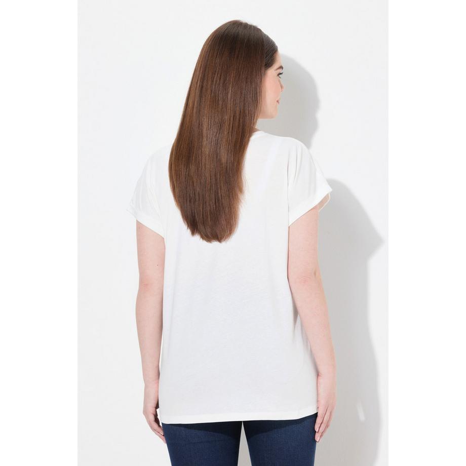 Ulla Popken T-Shirt Oversize Girocollo Mezza Manica Stampa Capriolo  