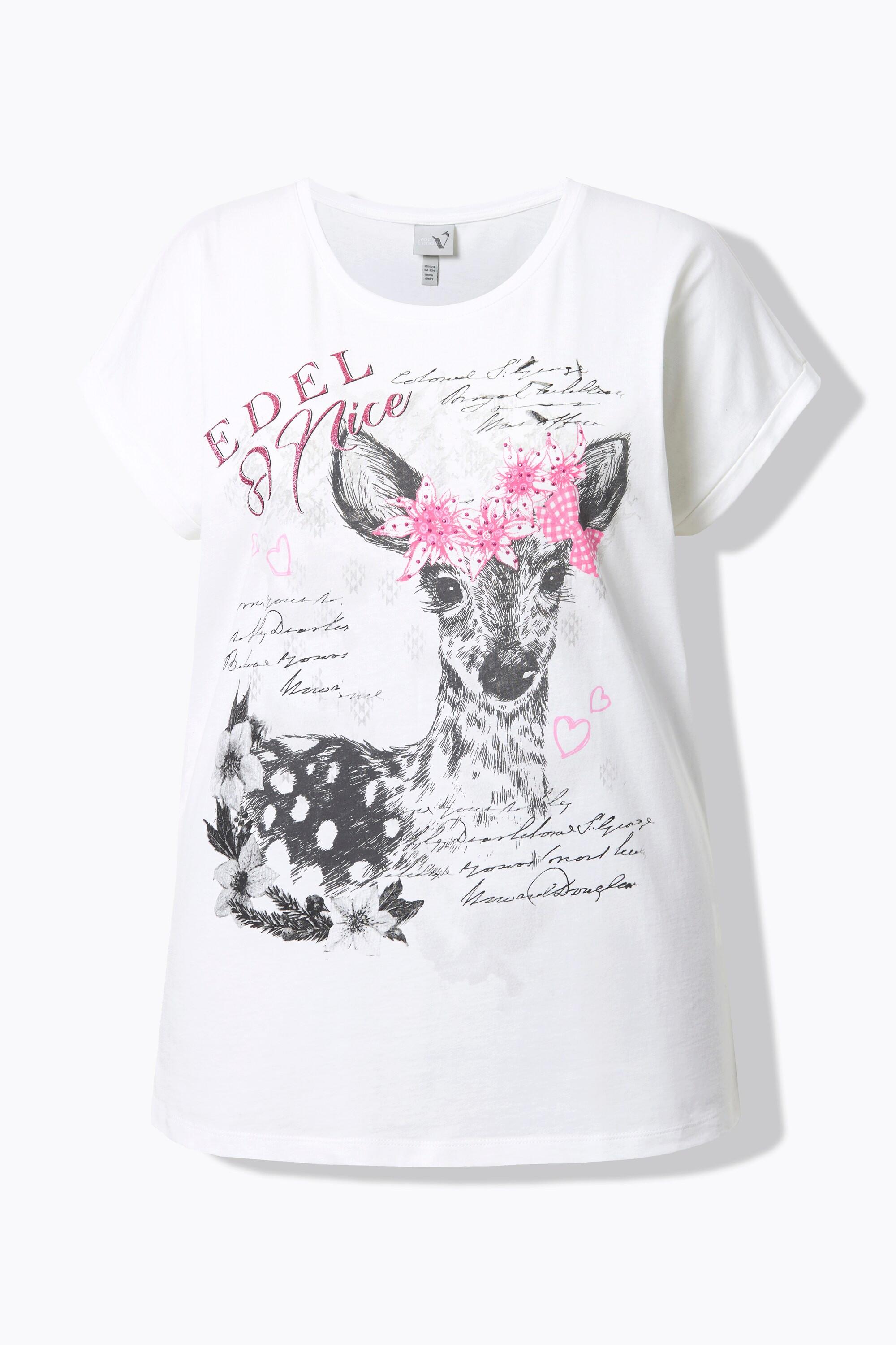 Ulla Popken T-Shirt Oversize Col Rond Manches Courtes Imprimé Faon  