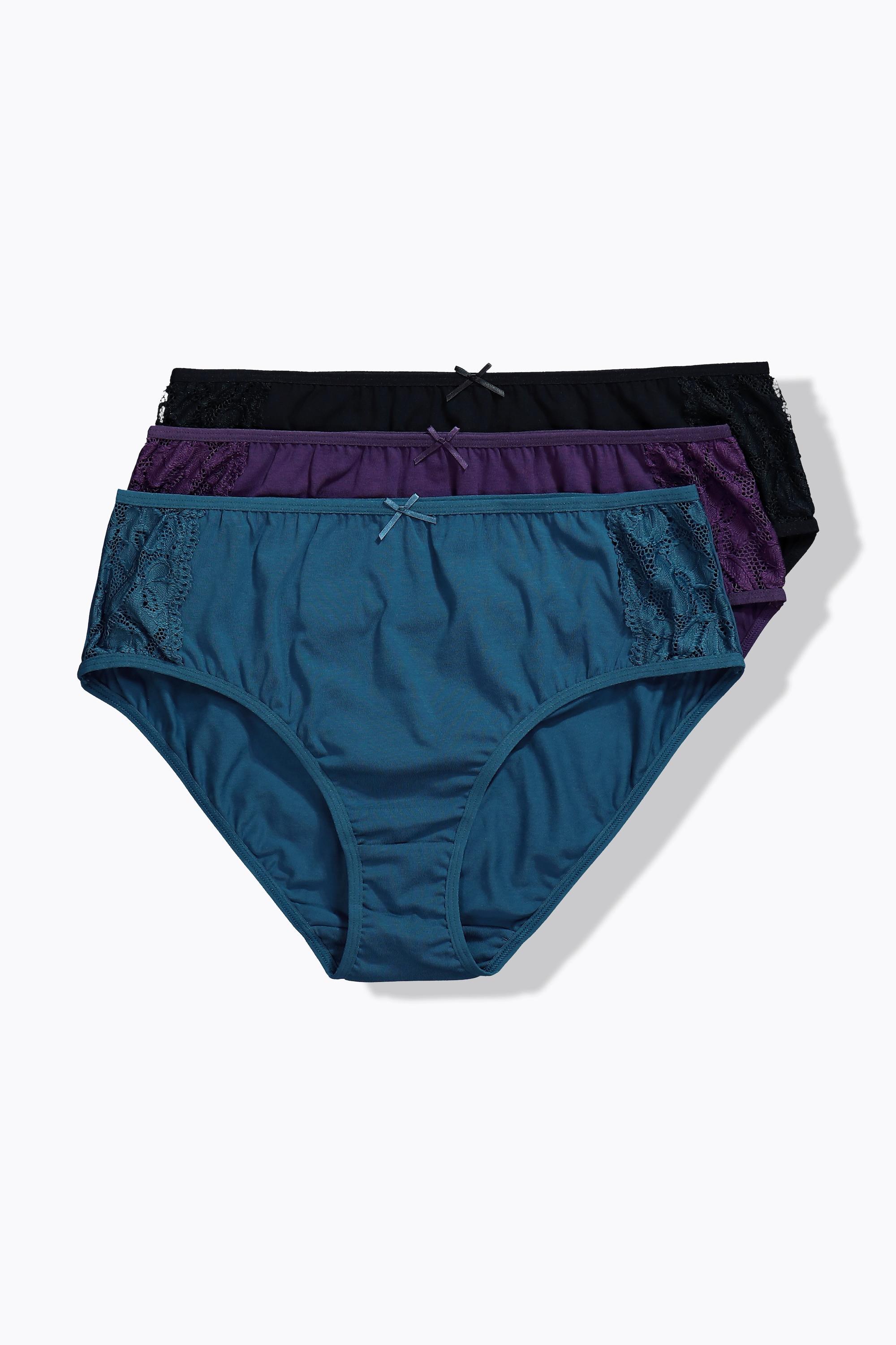 Ulla Popken Culottes Midi Lot de 3 avec Dentelle Latérale  