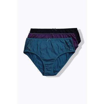 Slip midi in confezione da tre con pizzo laterale