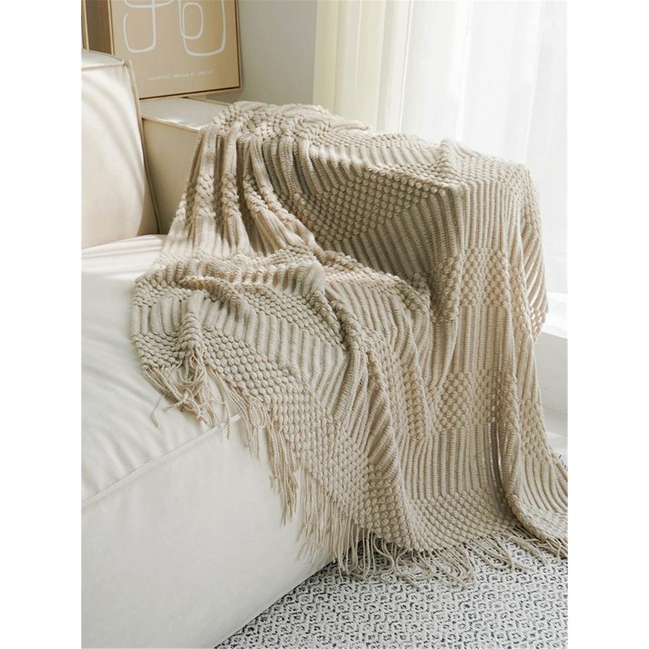 Alopini Couverture Boho Douce Tricotée Réversible  