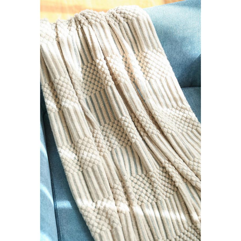 Alopini Couverture Boho Douce Tricotée Réversible  