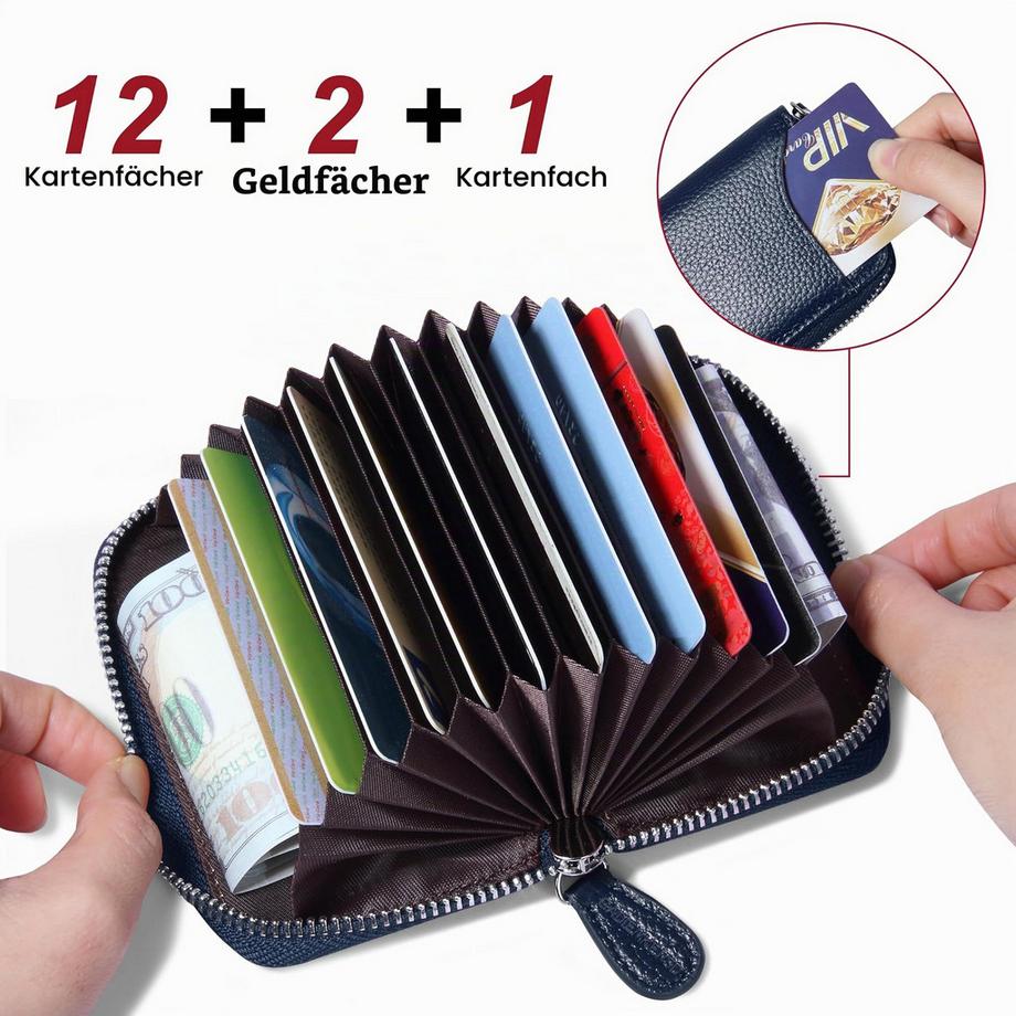 Only-bags.store Housse de protection 14 compartiments Porte-Cartes Étui à Fermeture éclair Portefeuille  