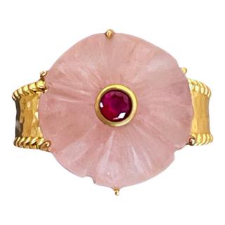 Steinkult  Ring Halbedelsteine Rosenquarz "Noelia" 