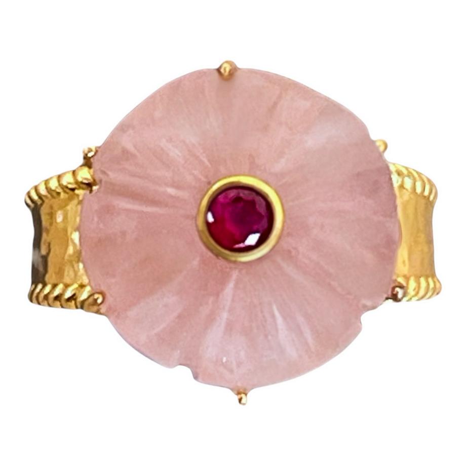 Steinkult  Ring Halbedelsteine Rosenquarz "Noelia" 