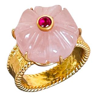 Steinkult  Ring Halbedelsteine Rosenquarz "Noelia" 