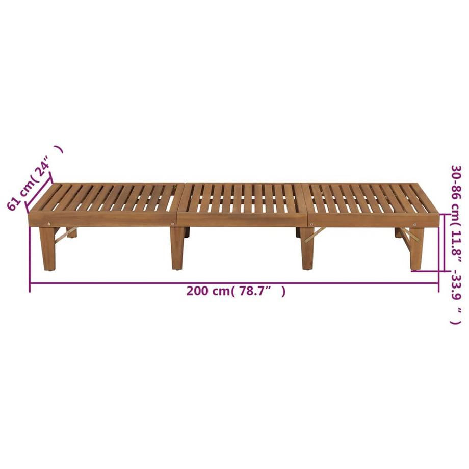 VidaXL lettino pieghevole Legno di acacia  