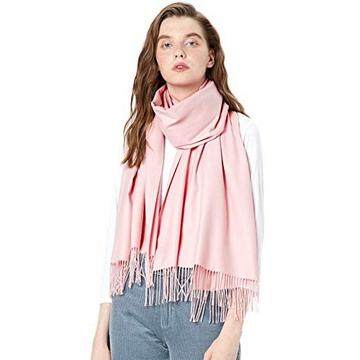 Écharpe chaude hiver automne en coton uni avec glands/franges, plus de 40 couleurs unies et à carreaux Pashmina xl écharpes rose rose