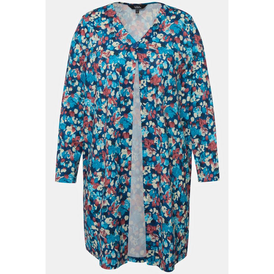 Ulla Popken Veste en jersey coup de pinceau A-ligne décolleté en V  