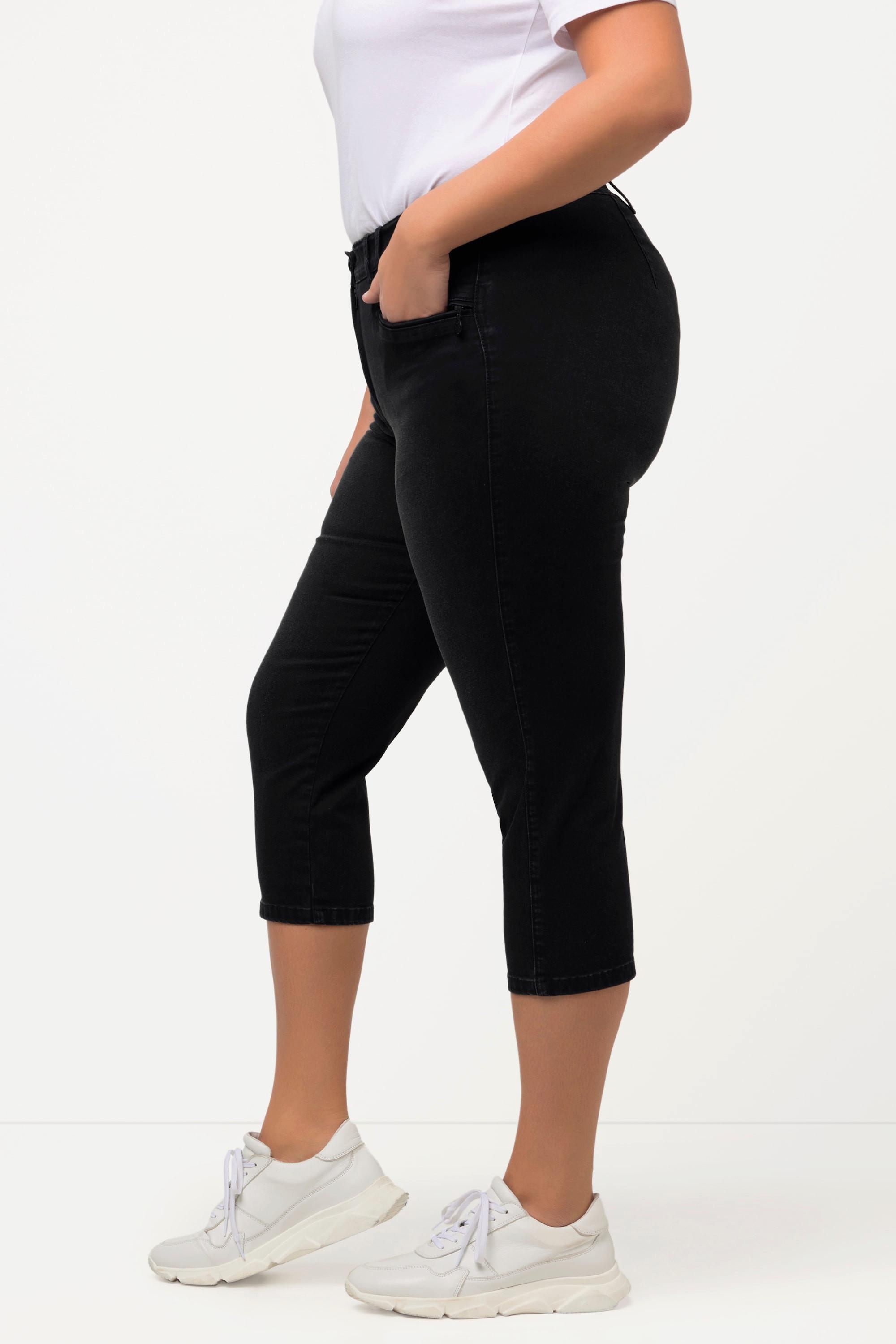 Ulla Popken Jeans Mony 7/8 Vita Elastica Tasche con Cerniera  