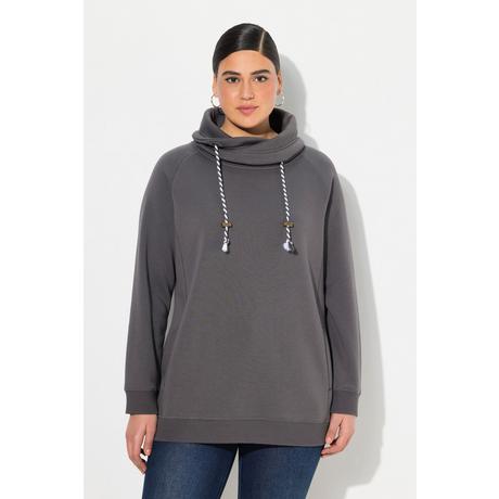 Ulla Popken  Sweat-shirt à col montant et évasé. Poches et manches raglan. 