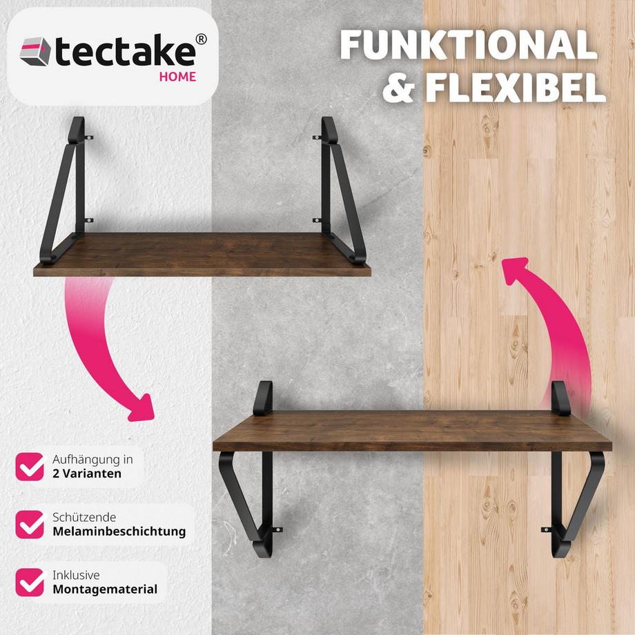 Tectake 2er Set Wandregal Irvine Industrial Style Holz und Stahl  