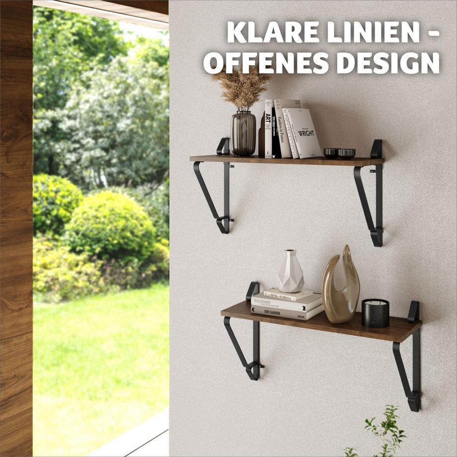 Tectake 2er Set Wandregal Irvine Industrial Style Holz und Stahl  