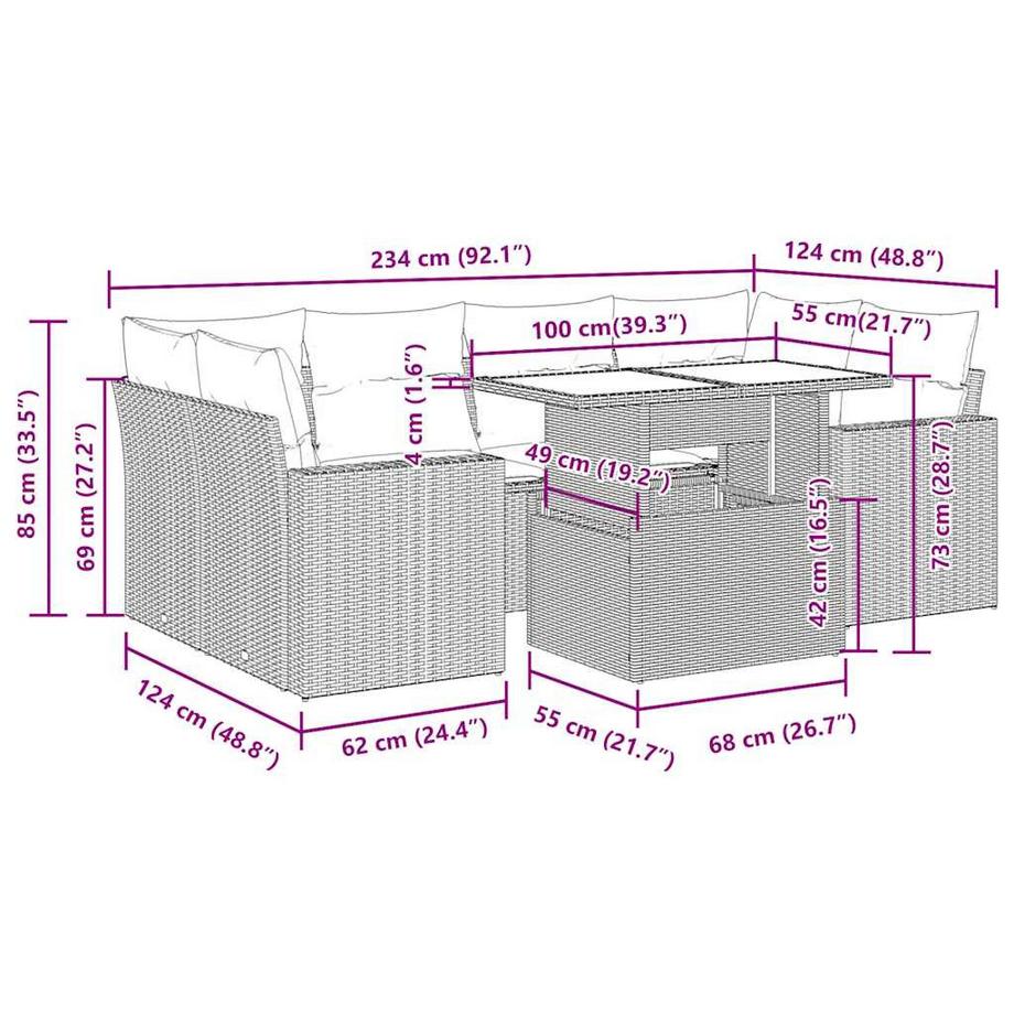 VidaXL Ensemble de canapés de jardin rotin synthétique  