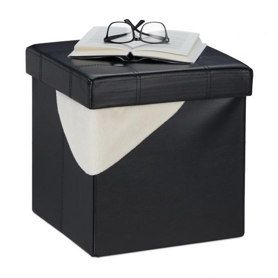 Tabouret en cuir artificiel avec espace de rangement