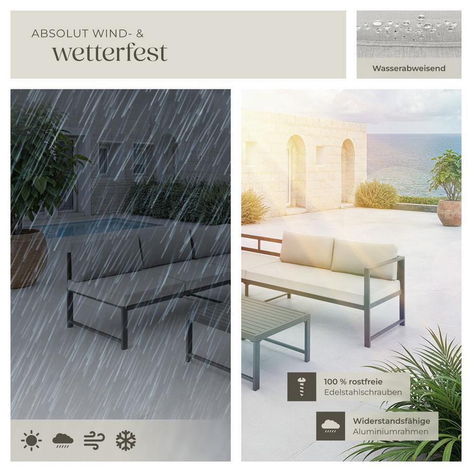 Tectake Aluminium Sitzgruppe Faro wetterfest Dicke der Sitzpolster 10 cm  