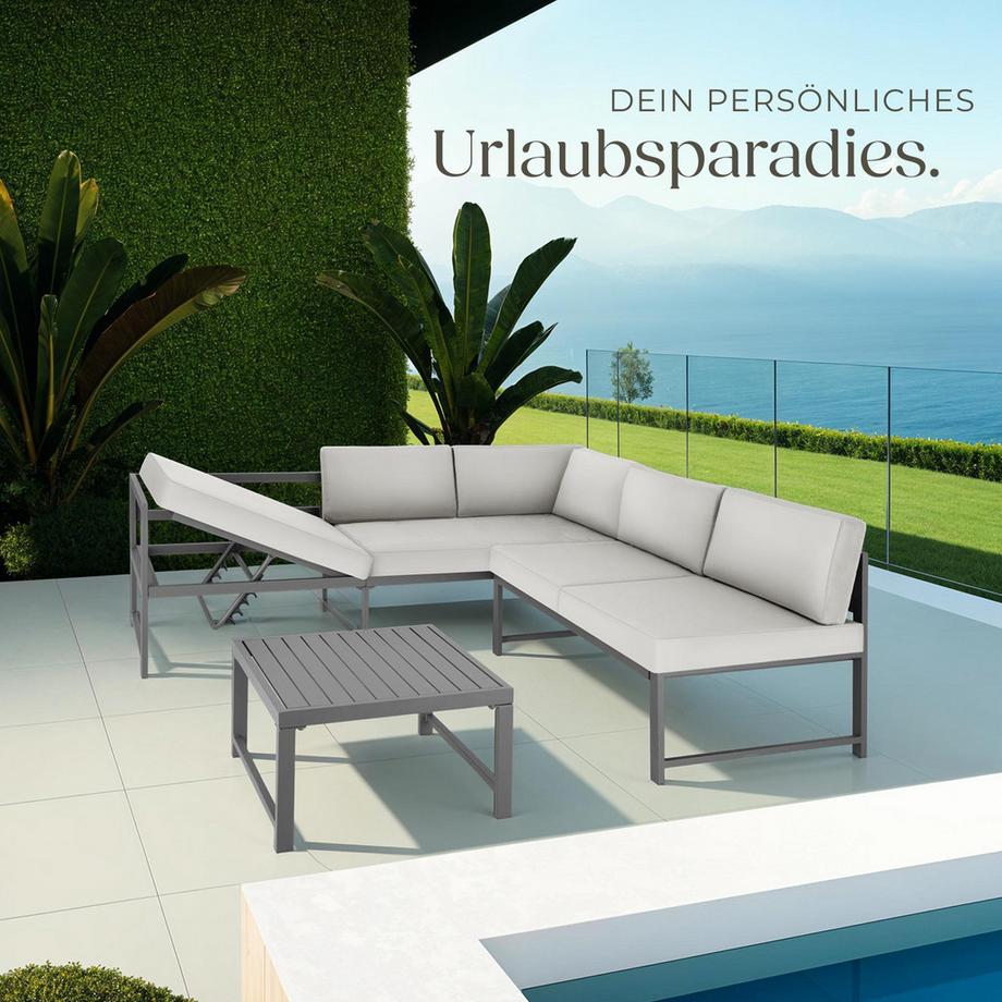 Tectake Aluminium Sitzgruppe Faro wetterfest Dicke der Sitzpolster 10 cm  