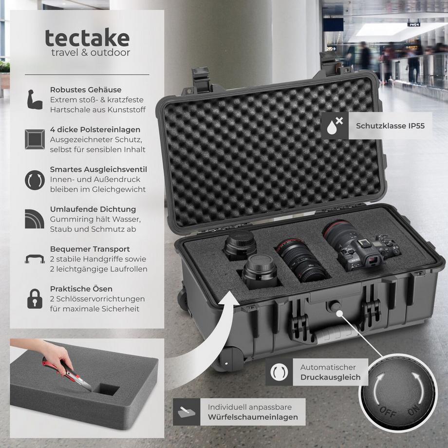 Tectake  Mallette pour caméra  en coque dure robuste 