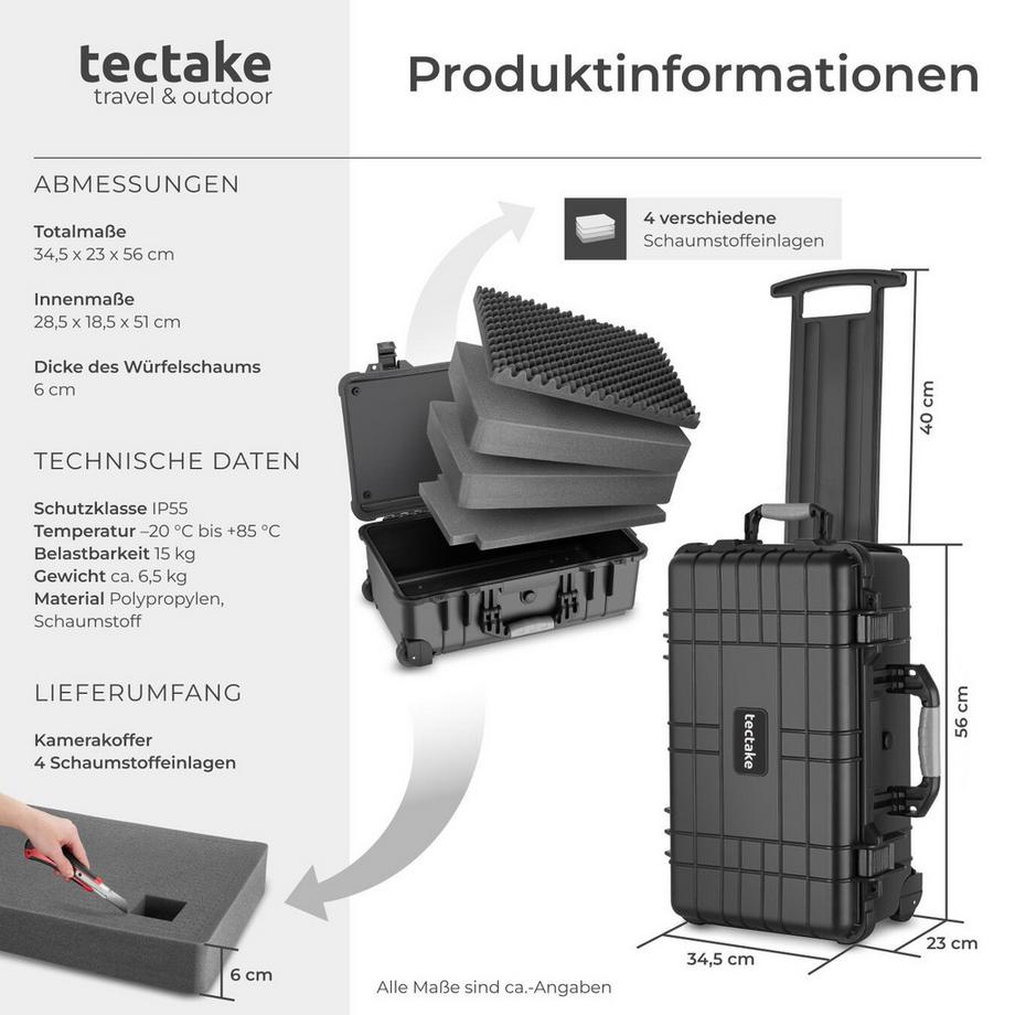 Tectake  Mallette pour caméra  en coque dure robuste 