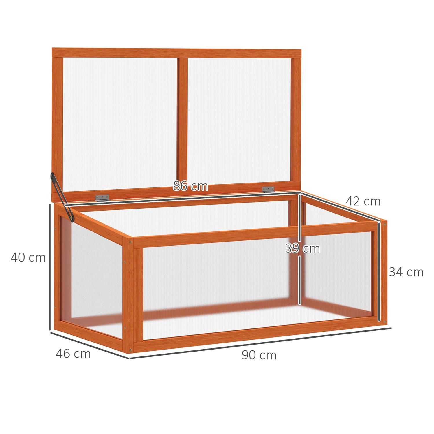 Northio Serre À Ossature Froide Avec Couvercle, Résistante Aux Intempéries, En Bois Et Polycarbonate, Orange, 90X46X40Cm  