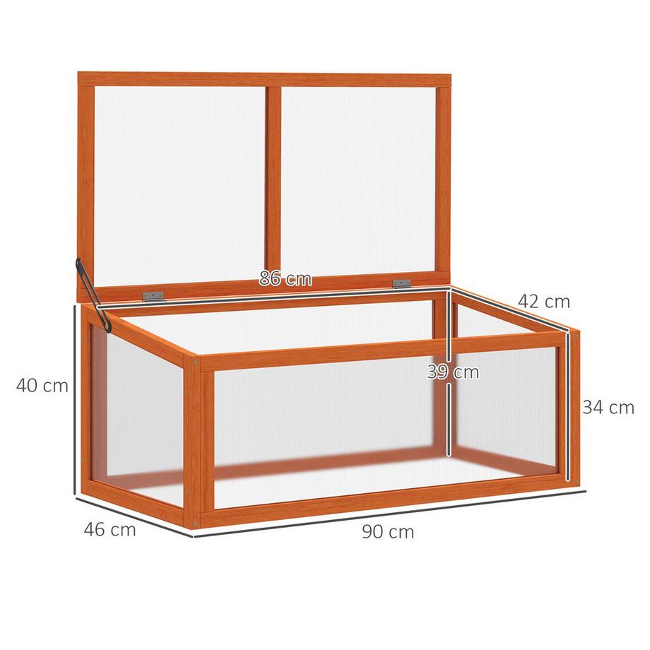 Northio Frühbeet Treibhaus Mit Abdeckung, Wetterfest, Aus Holz Und Polycarbonat, Orange, 90X46X40Cm  