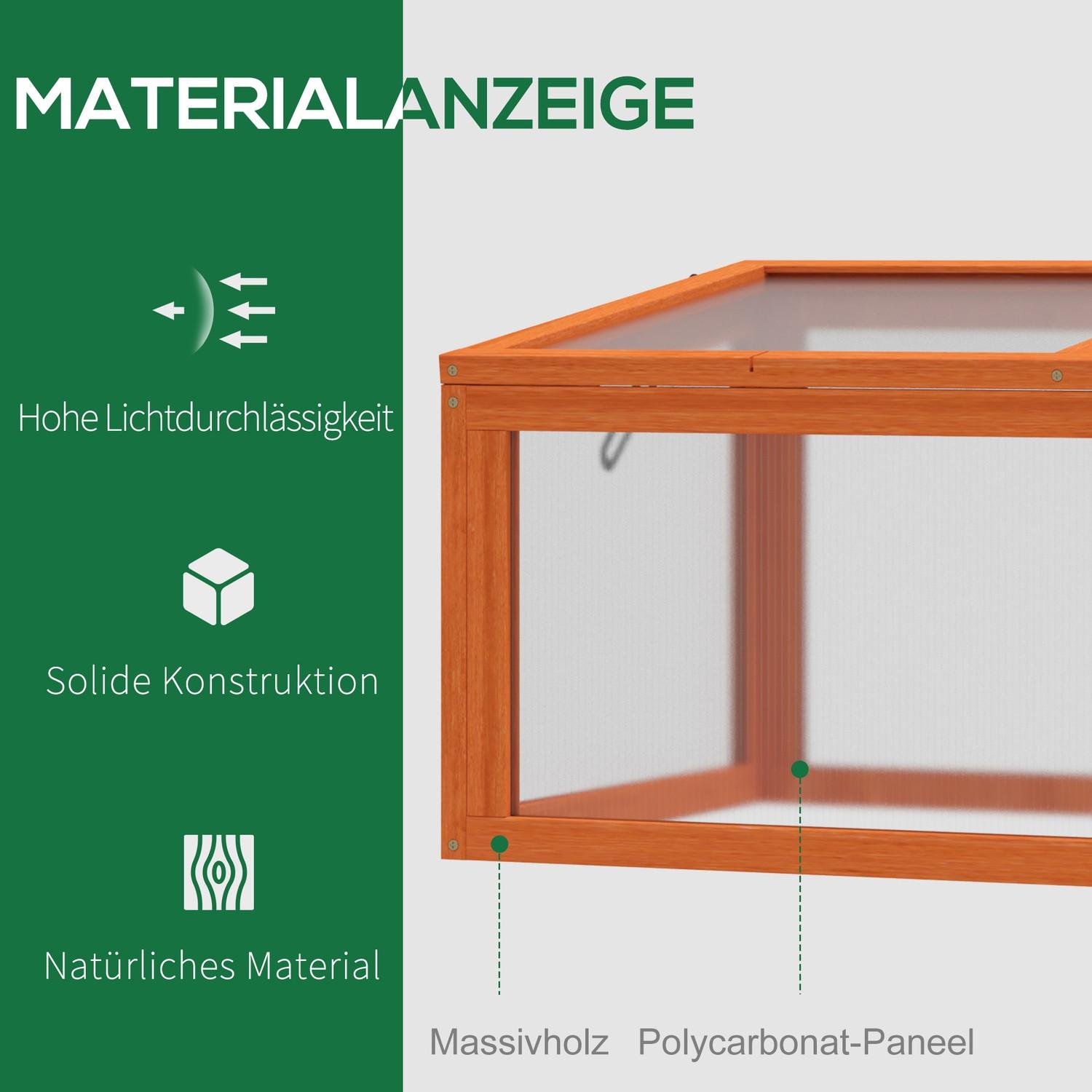 Northio Serre À Ossature Froide Avec Couvercle, Résistante Aux Intempéries, En Bois Et Polycarbonate, Orange, 90X46X40Cm  