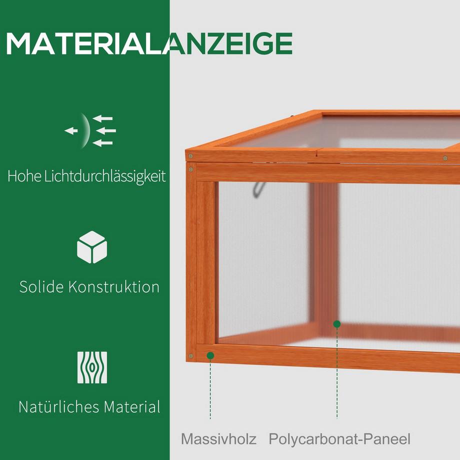 Northio Frühbeet Treibhaus Mit Abdeckung, Wetterfest, Aus Holz Und Polycarbonat, Orange, 90X46X40Cm  