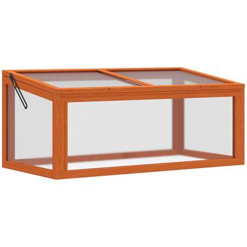 Serre À Ossature Froide Avec Couvercle, Résistante Aux Intempéries, En Bois Et Polycarbonate, Orange, 90X46X40Cm