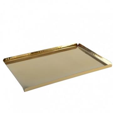 Rechteckiges Tablett mit gehämmertem Gold-Effekt 30,5x21x1,25cm