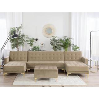 Beliani U-förmiges Sofa mit Ottomane aus Samtstoff Modern ABERDEEN  