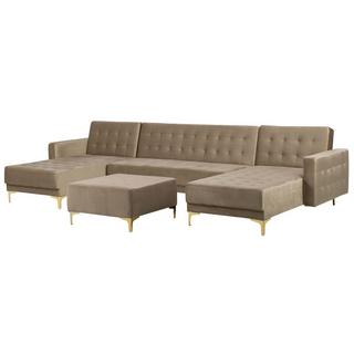 Beliani U-förmiges Sofa mit Ottomane aus Samtstoff Modern ABERDEEN  