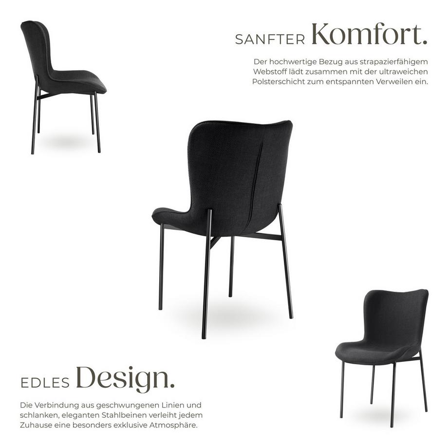 Tectake Sedia imbottita  Tessa Forma ergonomica con schienale alto  