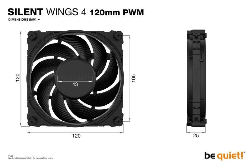 BE QUIET!  ! SILENT WINGS 4 | 120mm PWM Case per computer Ventilatore 12 cm Nero 1 pz 