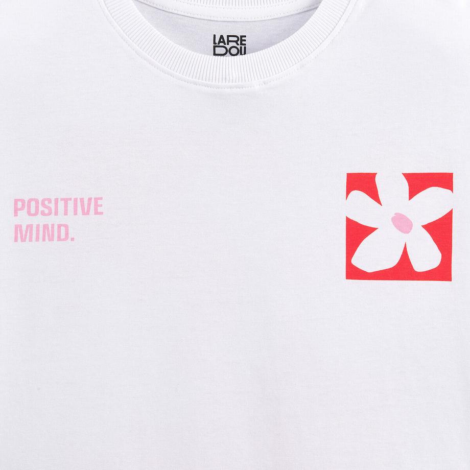 La Redoute Collections  T-Shirt mit Rundhalsausschnitt mit Botschaft und Blumenmotiv auf dem Rücken 