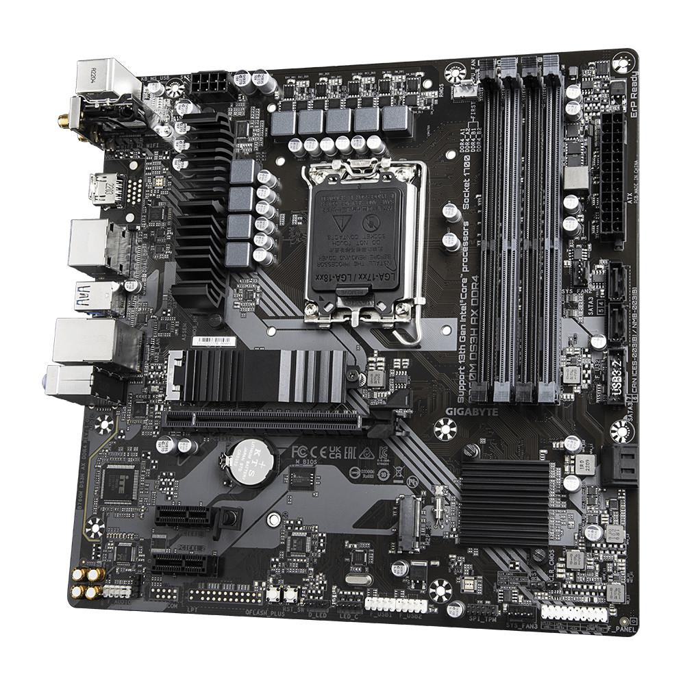 Gigabyte  B760M DS3H AX DDR4 Motherboard - Unterstützt Intel Core 14. Generation CPUs, 6+2+1 Phasen Digital VRM, bis zu 5333MHz DDR4 (OC), 2xPCIe 4.0 M.2, Wi-Fi 6E, 2.5GbE LAN, USB 3.2 Gen2 