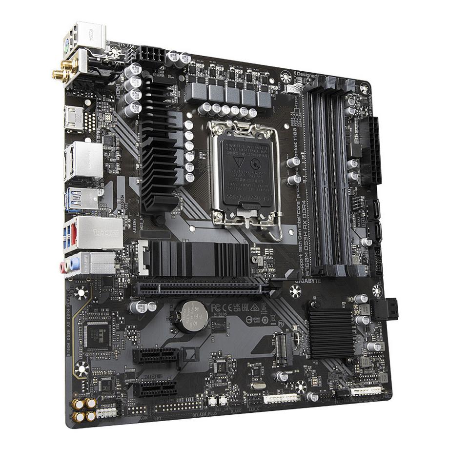Gigabyte  B760M DS3H AX DDR4 Motherboard - Unterstützt Intel Core 14. Generation CPUs, 6+2+1 Phasen Digital VRM, bis zu 5333MHz DDR4 (OC), 2xPCIe 4.0 M.2, Wi-Fi 6E, 2.5GbE LAN, USB 3.2 Gen2 