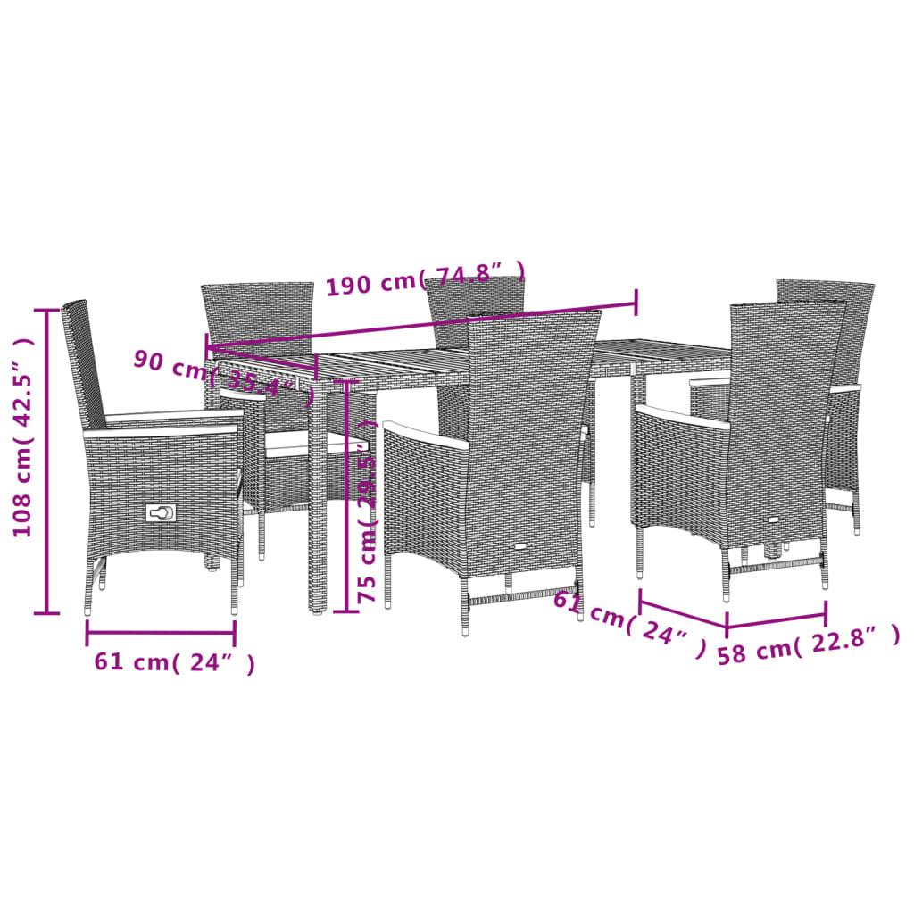 VidaXL Ensemble de salle à manger de jardin rotin synthétique  