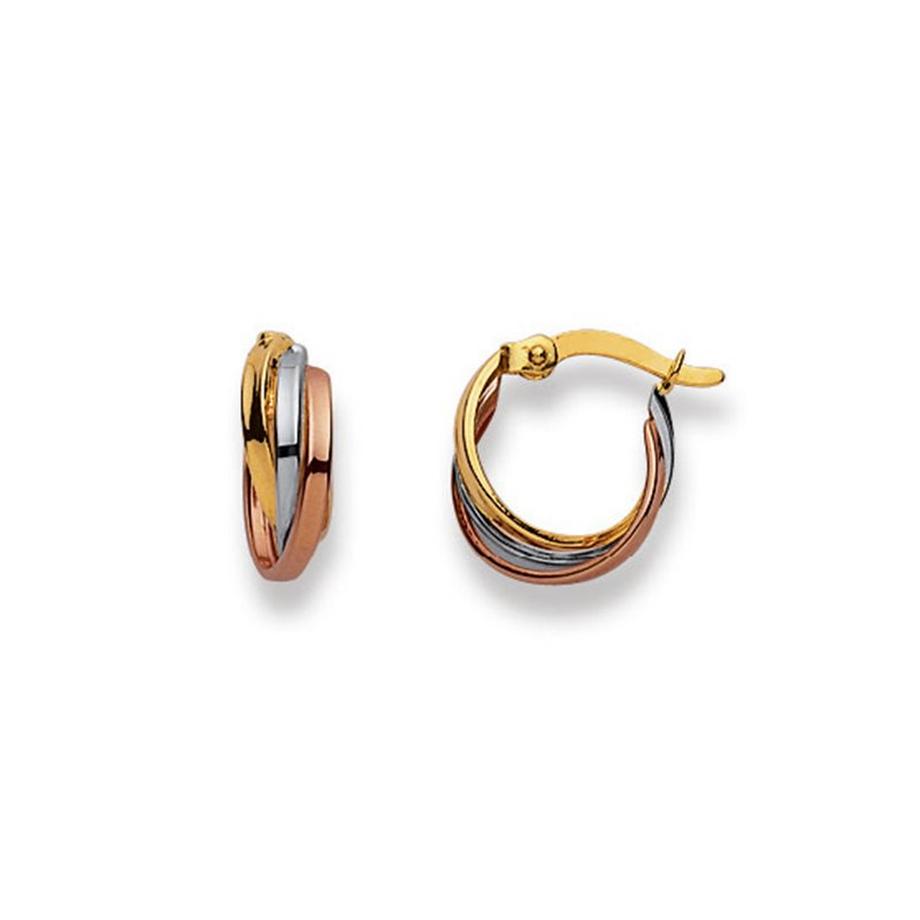 Creolen Tricolor Gelb-/Weiss-/Rotgold 750, 11mm